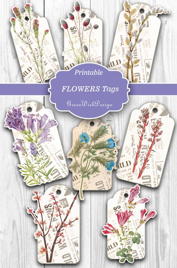 Vintage Printable Botanical Tags for DIY Projects and Junk - Etsy