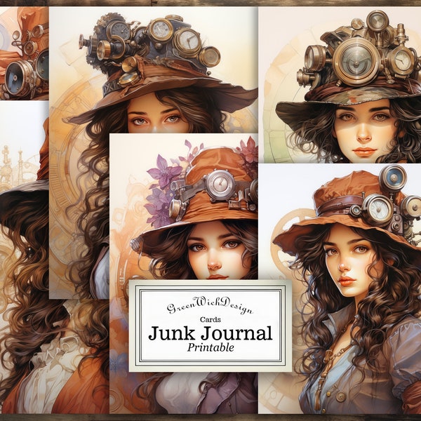 Steampunk Girls Cards For All Your DIY Projects