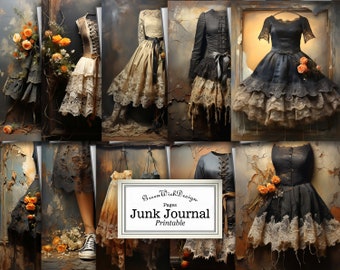 Elegance Lace Dresses Pages in a Charming Junk Journal Pack 3