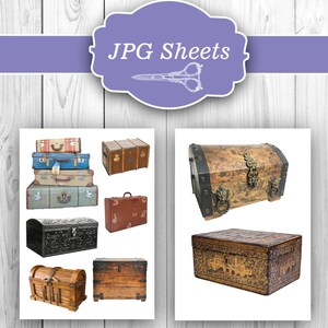 Fussy Cut Suitcases, Junk Journal Ephemera, Print and Cut, Junk Journal, Digital Download image 3