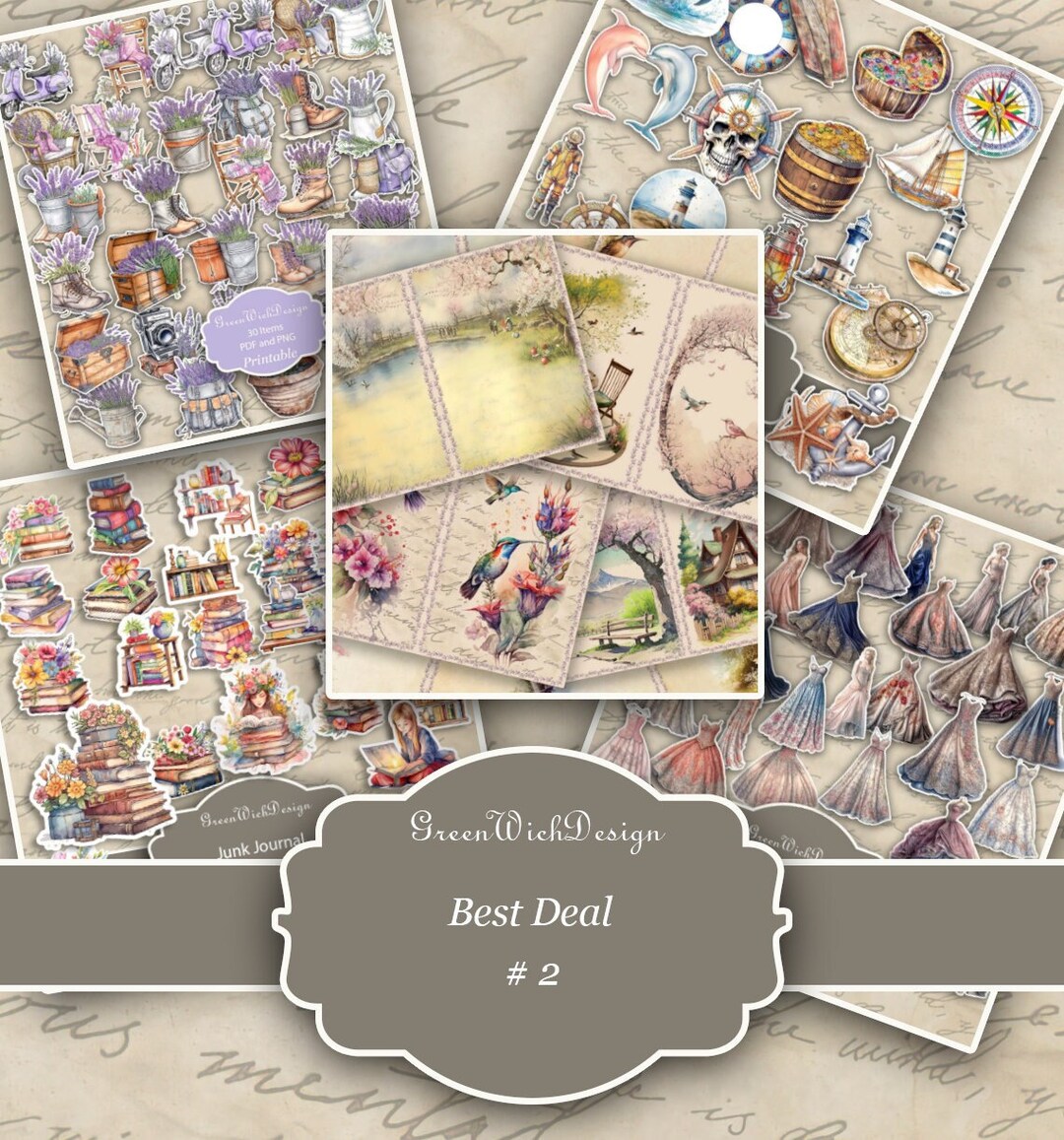 91 Page Printable Fussy Cut Images Collection for DIY Projects and Junk ...
