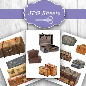 Fussy Cut Suitcases, Junk Journal Ephemera, Print and Cut, Junk Journal, Digital Download image 2