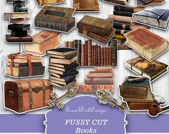 Fussy cut books for Junk Journal, Stacked Books Vintage
