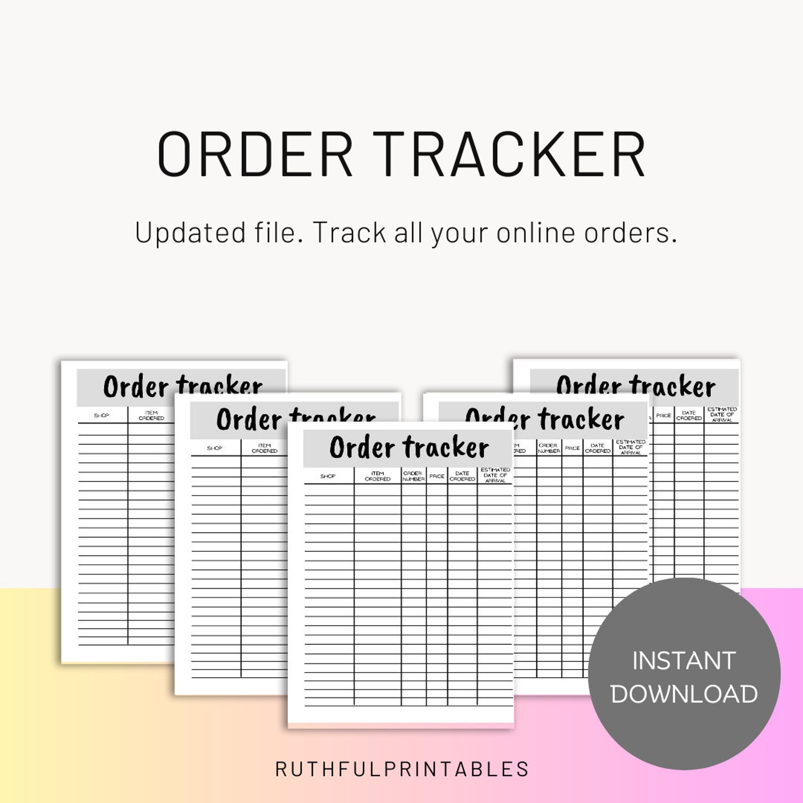 Order Tracker Printable, Classic HP Size (digital Download) - Etsy