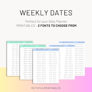 Weekly Dates 2026 (TWO FONTS) - TANGIBLES