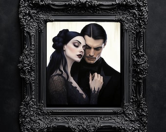 Morticia Gomez Addams Youthful Portrait – Spooky Couple Digital Art (3500px)
