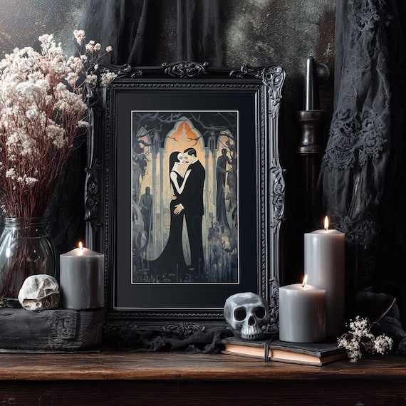 Morticia and Gomez Addams  Instant Art Download