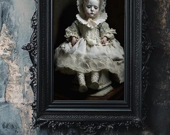 Victorian Doll Portrait, Moody Fine Art Print, Museum-Grade Paper