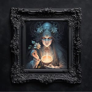 Halloween Inspired Baba Yaga Art Poster on Premium Paper - Size Options Available for an Elevated Display
