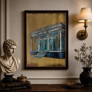 Haint Blue Southern Gothic Print | Dark Academia Macabre Wall Art, plakat Gullah Folklore