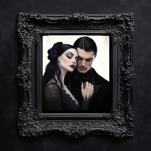 Morticia and Gomez Addams in Youth Photo Art Paper Poster