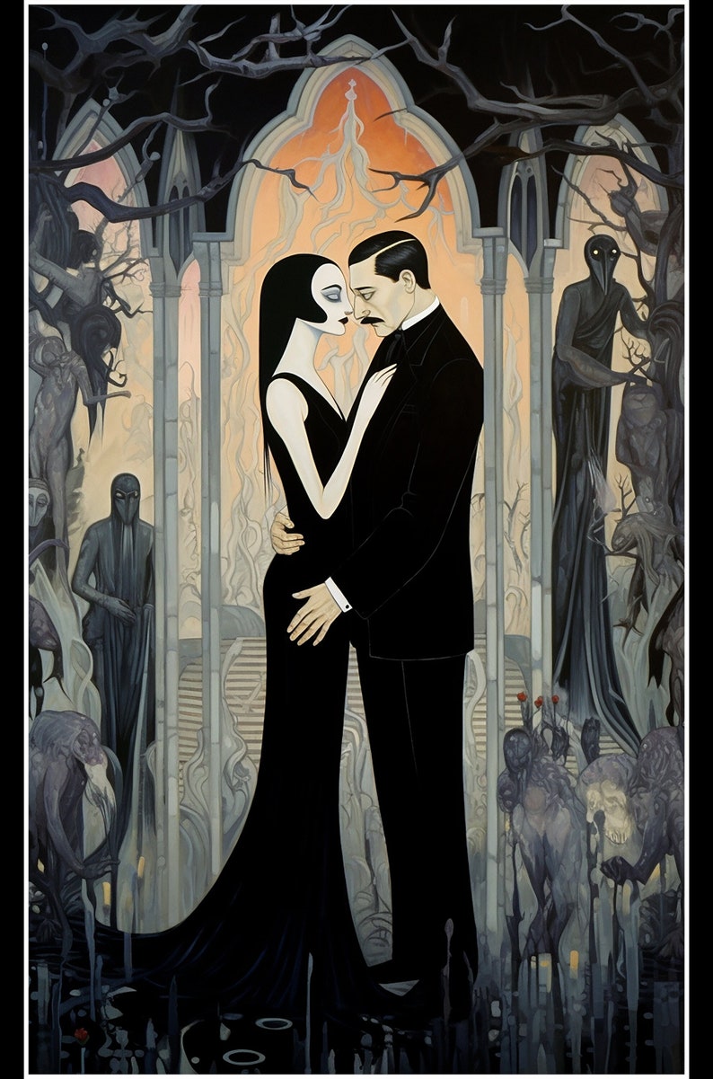 Morticia and Gomez Addams Instant Art Download image 6