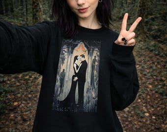 Gomez and Morticia Addams Unisex Midweight Softstyle Fleece Crewneck Sweatshirt