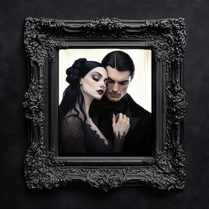 Arte vintage di Morticia e Gomez Addams - Download istantaneo - Alta risoluzione 5650 px x 3753 px