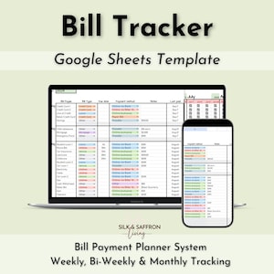 Google Sheets Bill Tracker, Monthly Bill Payment Calendar (Digital Download)