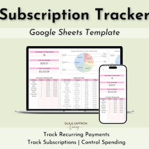 Subscription Tracker Spreadsheet, Google Sheets Bill Budget Template (Digital Download)