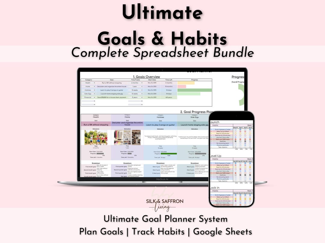 Ultimate Goal Planner & Habit Tracker Bundle, Google Sheets, Digital ...