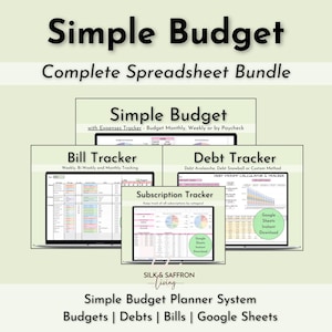 Simple Budget Planner Bundle, Debt & Bill Tracker (Google Sheets)