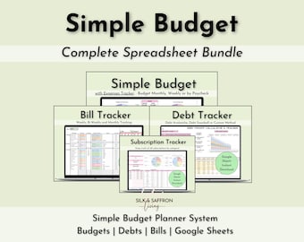 Simple Budget Planner Bundle, Debt & Bill Tracker (Google Sheets)