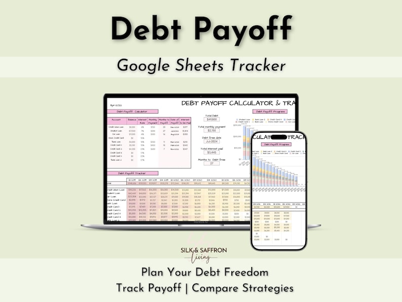 Debt Payoff Calculator | Google Sheets Template (Digital Download) image 1