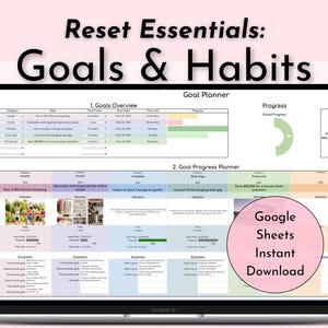 Goal Planner Spreadsheet for Google Sheets, Habit Tracker, Daily Habit Planner, Goal Tracker, Daily Routine, Spreadsheet Planner