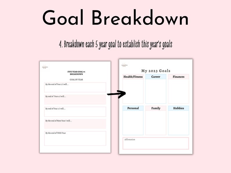 Goal Planner Printable, Workbook, Weekly, Monthly, Quarterly, Yearly, 5 ...