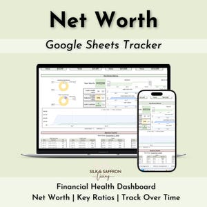 Net Worth Tracker | Financial Health Dashboard | Budget & Account Tracker Spreadsheet (Google Sheets)