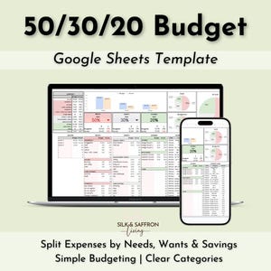 50-30-20 Budget Vorlage, anpassbare Google Sheets (digitaler Download)