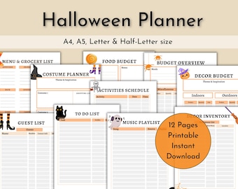 Halloween Party Planner Printable Bundle (Letter, Half Letter, A4)