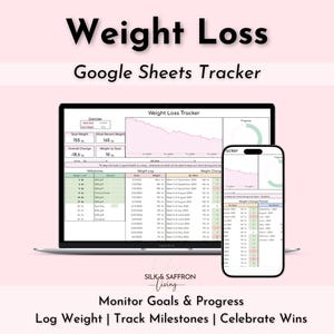Weight Loss Tracker Spreadsheet, Google Sheets, Body Measurement Log (Digital Download)