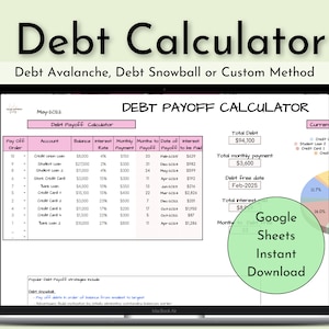 Schuldafbetalingscalculator | Schuldensneeuwbal | Google Spreadsheets-sjabloon | Schuldplanner 2023 | Schuldencalculator | Schuldenlawine | Dave Ramsey