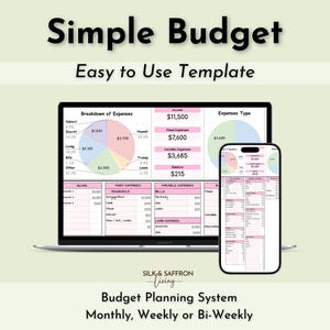 Monthly Budget Planner, Simple Google Sheets Template (Digital Download)