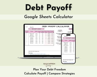 Debt Payoff Calculator | Google Sheets Template, Snowball & Avalanche (Digital Download)