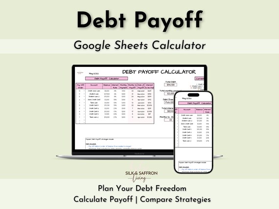 Debt Payoff Calculator | Google Sheets Template, Snowball & Avalanche (Digital Download)
