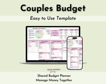 Couples Budget Spreadsheet, Monthly Finance Tracker (Google Sheets, Digital Download)