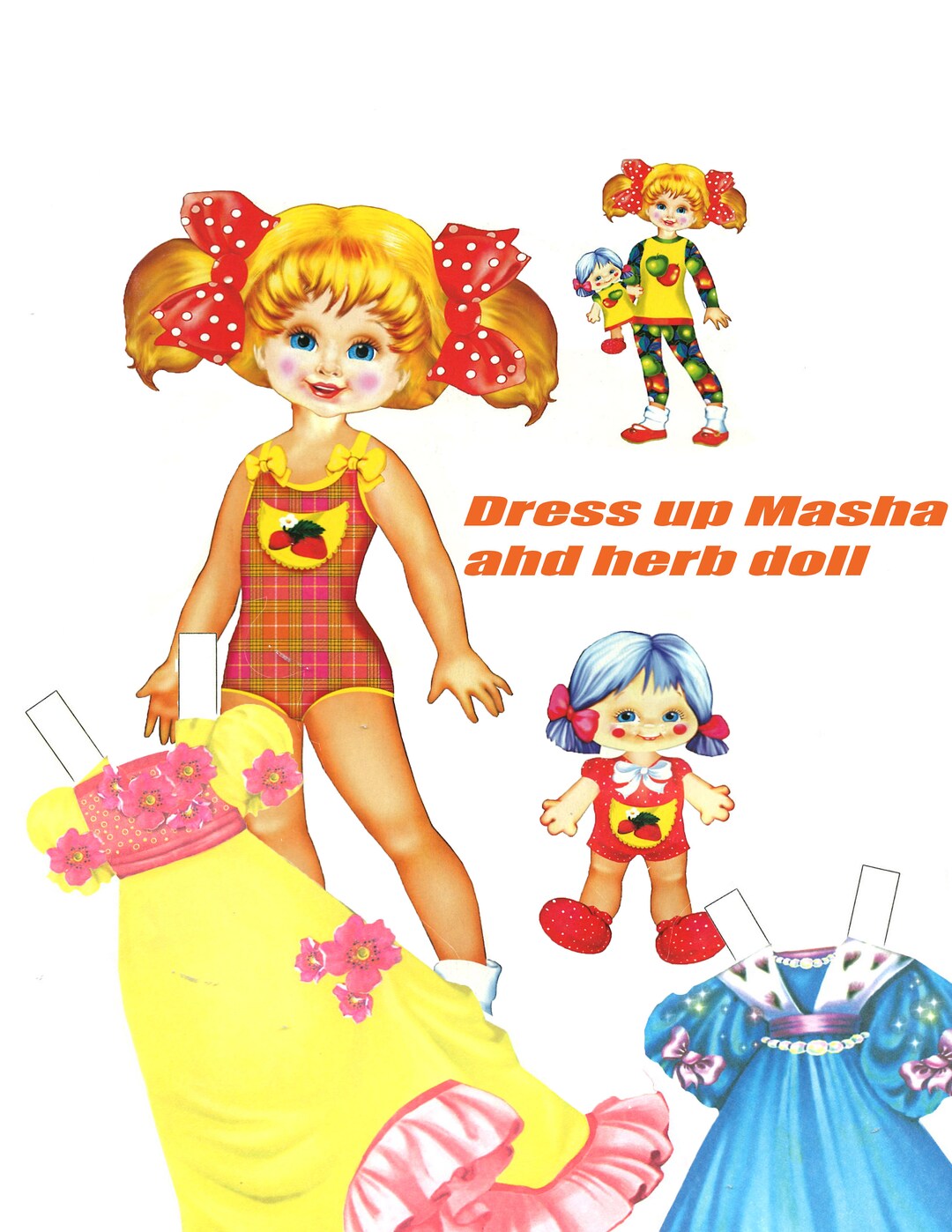 Paper Doll Printable Doll Instant Digital Download Retro Etsy