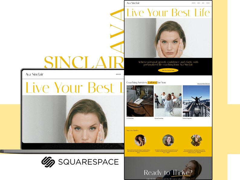 Squarespace site, site for Coaches, Life Coach Template