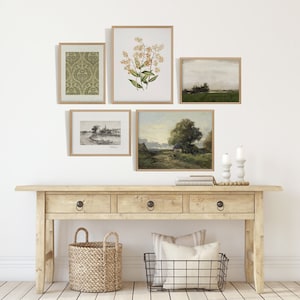 Gallery Wall Set, MAILED Art Prints, Wall Art Set, Vintage PRINTED SET,  French Country Art Print Set, Green Neutral Tone, Wall Decor #205