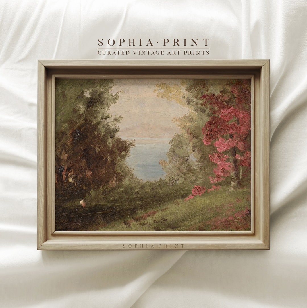 Fine Art Vintage Landscape Wall Art, Vintage Lake Art Print, Textured