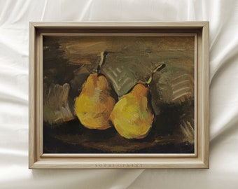 Two Rustic Pears, Fruits Oil Paint, Vintage Fruits, Farmhouse Decor, Mailed Print, Vintage Art Print, Sophia Print, Shipped Print #56