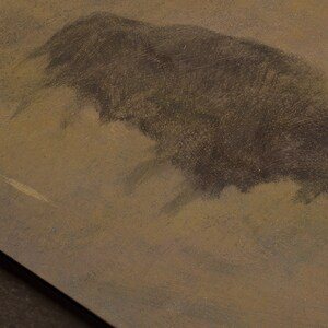 Vintage Bison Art Print, Antique Brown Tones, Animal Wall Art, Rustic ...