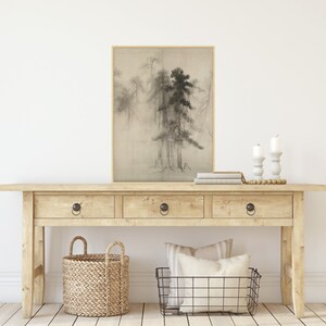 Vintagetryckt konst, rustik trädskiss, botanisk teckning, fransk lantlig konsttryck, antik väggkonst, modern lantlig inredning #30 bild 5