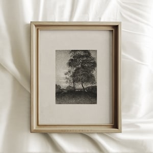 Vintage Tree Charcoal Drawing Print, Dark Moody Forest, Lanscape Sketch Art, Antique Rustic Wall Art, MAILED ART PRINTS #24