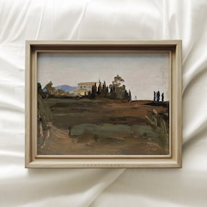 Farmhouse Oil Painting Print, Warm Tone, Country Wall Art, Vintage Landscape Art Print, Scenery Wall Decor, Housewarming Gift #39