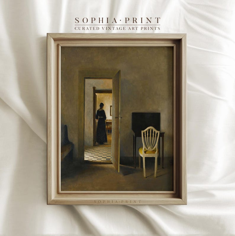 Woman and Home Art Print, Vintage Woman Art Print, Woman in Black Dress