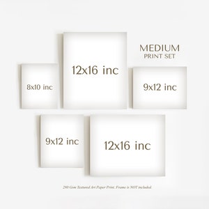 May include: A set of four art prints in various sizes, including 8x10 inches, 9x12 inches, and 12x16 inches. The prints are arranged in a rectangular shape on a white background. The text "MEDIUM PRINT SET" is at the top of the image.