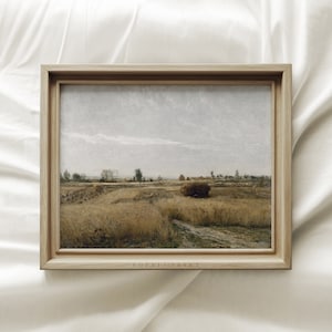 Neutral Wheat Fields Print, Country Painting, Vintage Autumn Painting, Vintage Muted Landscape Prints, Farmhouse Decor #321