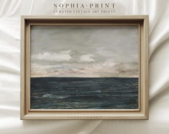 Zee schilderij print, zeegezicht kunst print, zee en lucht kunst print, oceaan schilderij kunst print, zeegezicht schilderij kunst #865