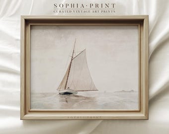 Sailboat in Sea Painting Art Print, Seascape Art Print, Sail Art Print, Raft Painting Print, Sea Art Print #866