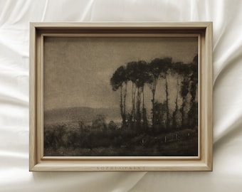 Rustic Forest Painting Print, Brown Landscape Painting Print, Vintage Wall Art, Dark Moody Print, Farmhouse Decor, Housewarming Gift #36